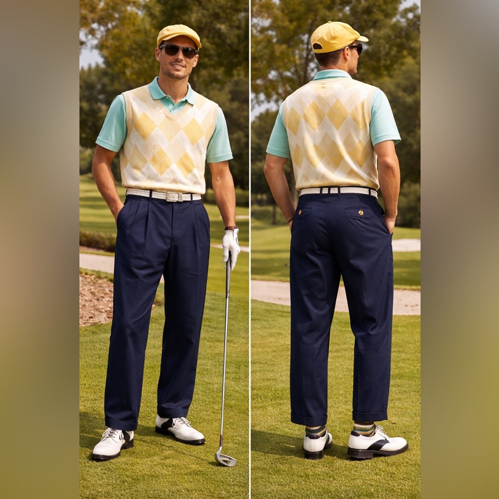 Tommy Hilfiger Golf (size 34) Vintage Pleated Golf Pants Navy Blue